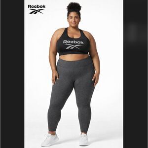 Reebok Lux Leggings 3X 22W Gray Speedwick Mid Rise Gym Training Pants Active NWT